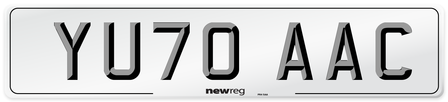 YU70 AAC Number Plate from New Reg